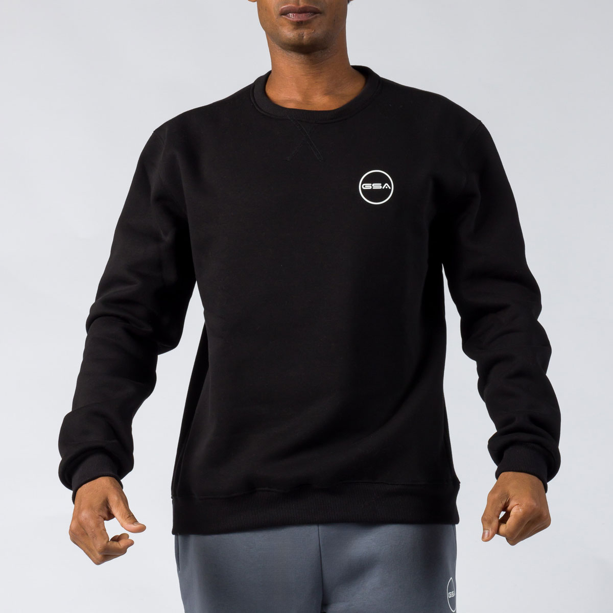 171355-BLACK-1 GSA Supercotton Men's Crew Sweatshirt Fleece - Image 1