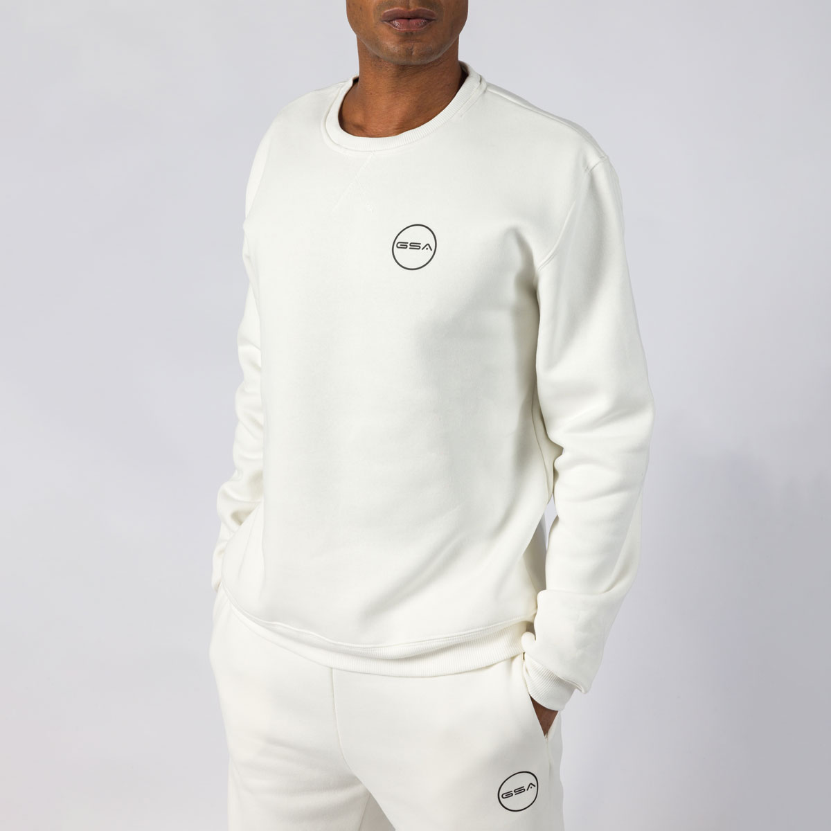 171355-OFF-WHITE-2 GSA Supercotton Men's Crew Sweatshirt Fleece - Image 1