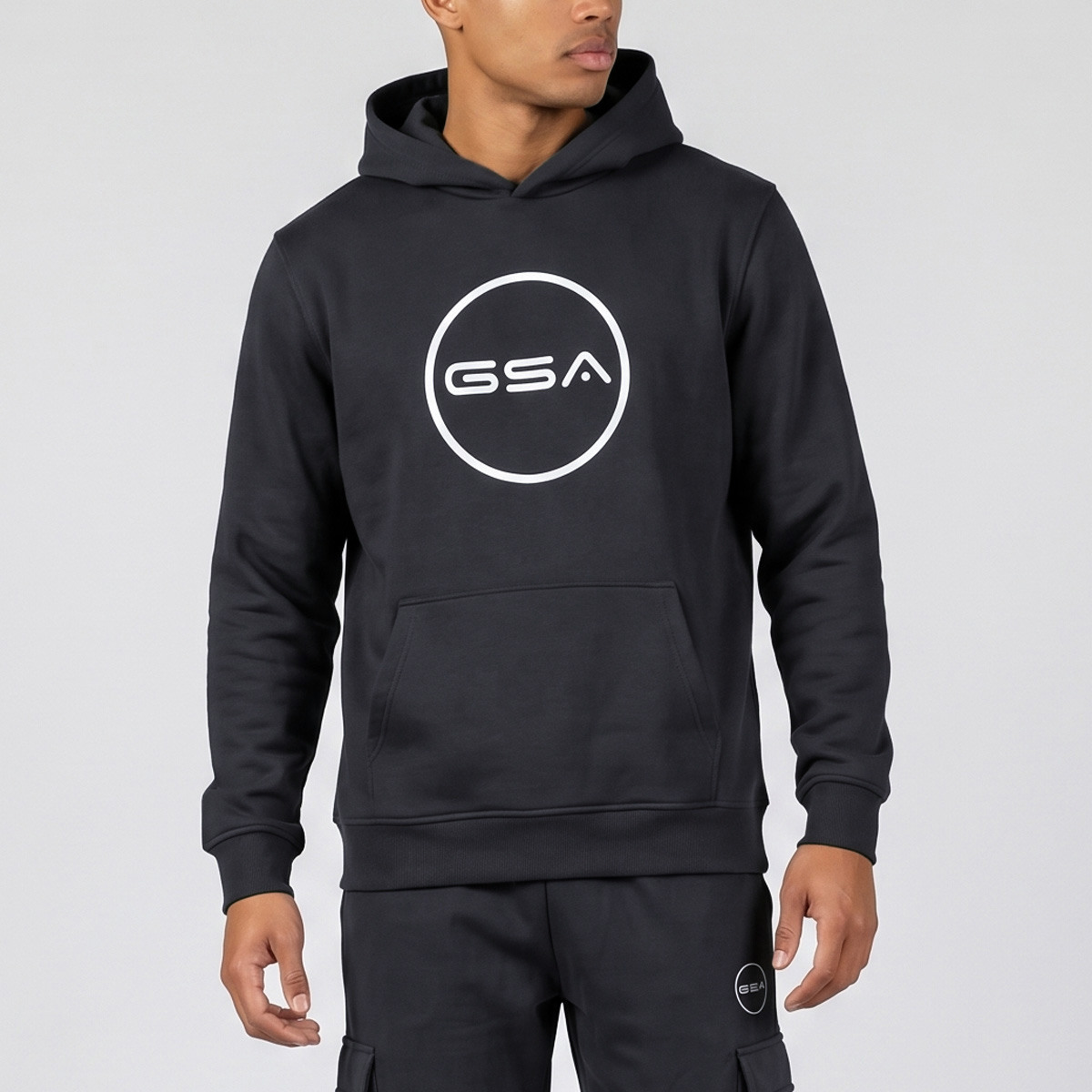 GA12502-CHARCOAL-1b-NEW GSA Supercotton Men's Big Logo Hoodie - Image 1