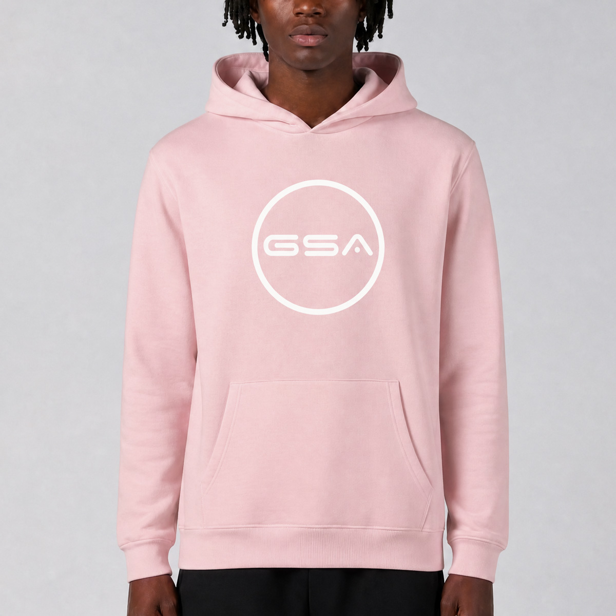 GA12502-PINK-1 GSA Supercotton Men's Big Logo Hoodie - Image 1