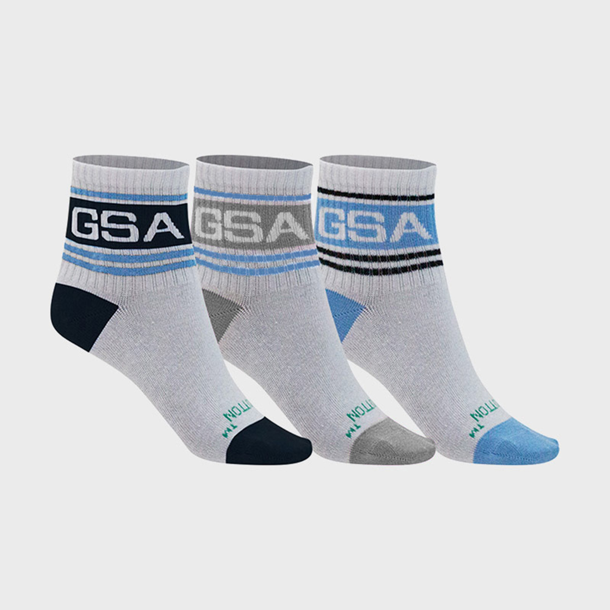 GSA SUPERCOTTON STRIPES KIDS Quarter Socks / 3Pack Λευκό/Μαύρο-Μωβ-Μπλε 212059