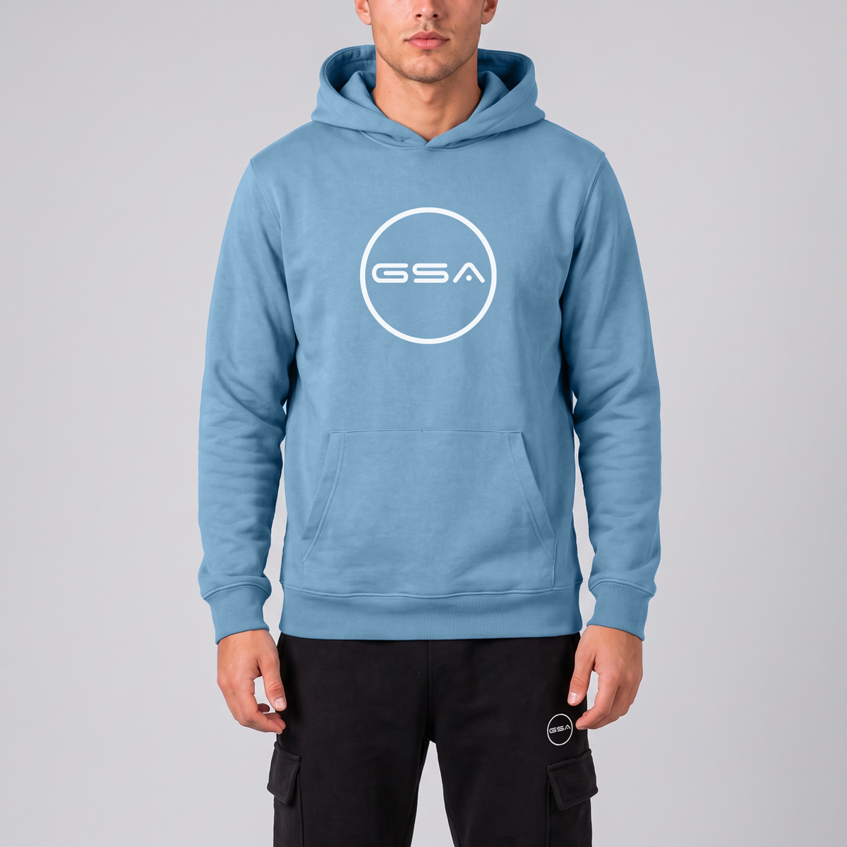 GA12502-BABY-BLUE-1b GSA Supercotton Men's Big Logo Hoodie - Image 1