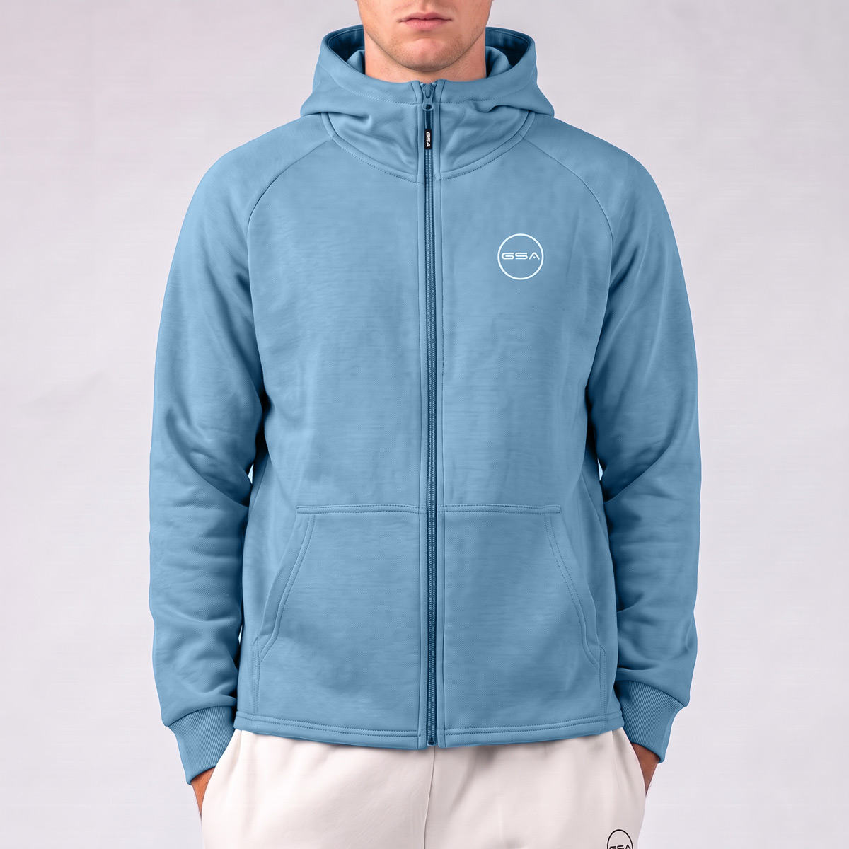 GA12504-BABY-BLUE-1b GSA Supercotton Men's Asymmetric Fleece Jacket Loose Fit - Image 1