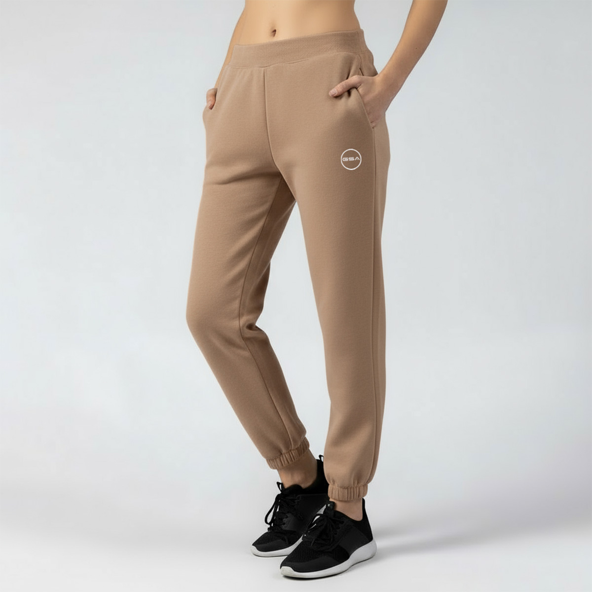 GA22502_BROWN_3 GSA Supercotton Women's Fleece Harem Pants - Image 1