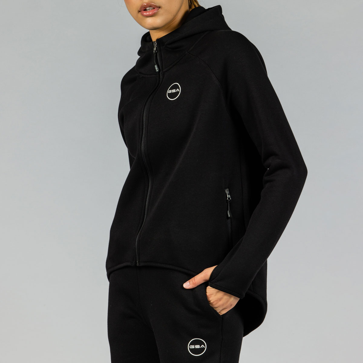172393-BLACK-2 GSA Supercotton Women's Fleece Hooded Jacket - Image 1