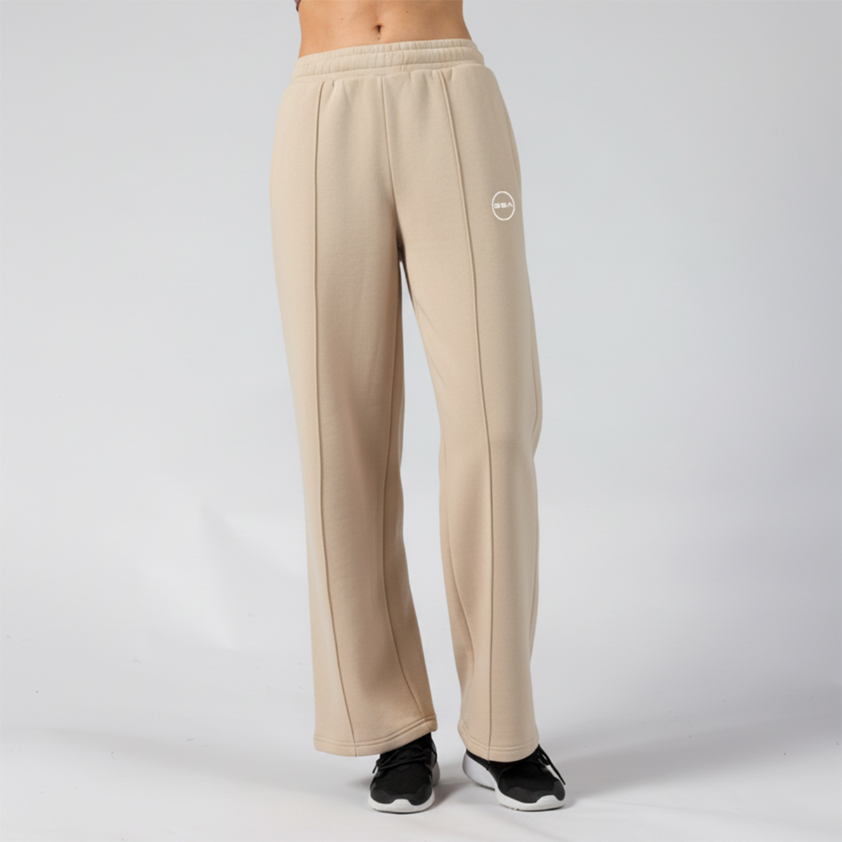 GA22503-BEIGE-1 GSA Supercotton Women's Fleece Wide Leg Pants - Image 1